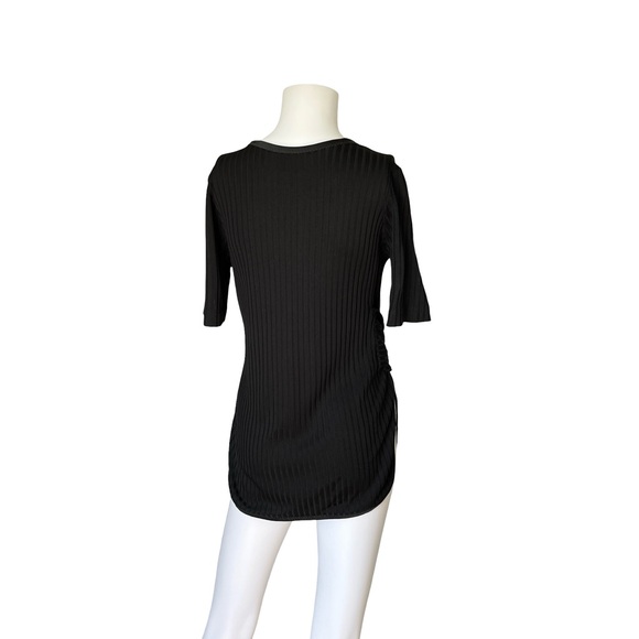 3.1 Phillip Lim Short Sleeve Ribbed Tie Front Shirt Black Womens Size Medium - Picture 2 of 10